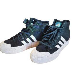 Adidas Bravada 2.0 Mid Platform High-Top Sneakers Turquoise White Women’s 9.5